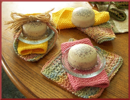 Knitted face washcloths & soap gift set.